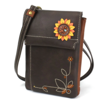 Flap Cell Phone Crossbody Sunflower Brown
