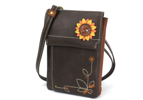  Chala Handbags Flap Cell Phone Crossbody Sunflower Brown 