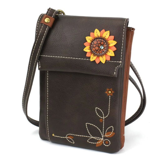  Chala Handbags Flap Cell Phone Crossbody Sunflower Brown 