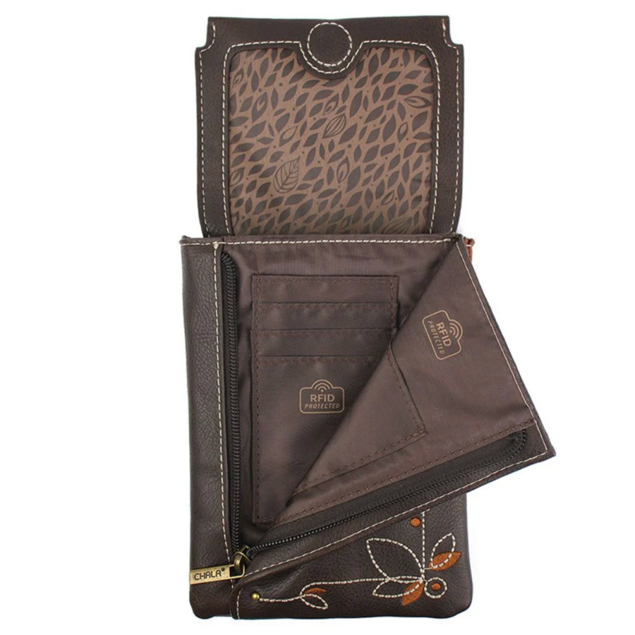 Flap Cell Phone Crossbody Sunflower Brown