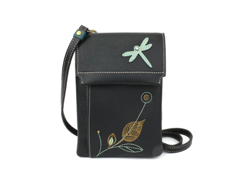  Chala Handbags Flap Cell Phone Crossbody DragonFly Black 