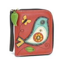 Zip Around Wallet Bird Brick Red