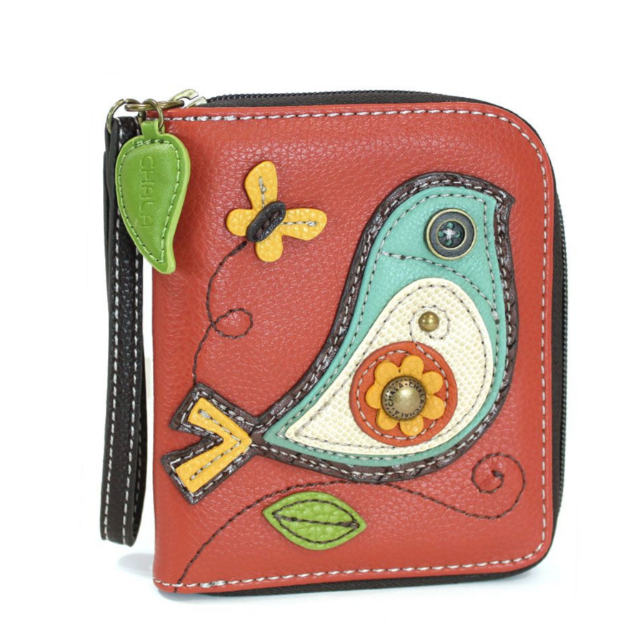 Zip Around Wallet Bird Brick Red