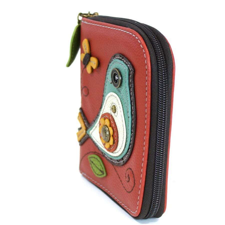 Zip Around Wallet Bird Brick Red