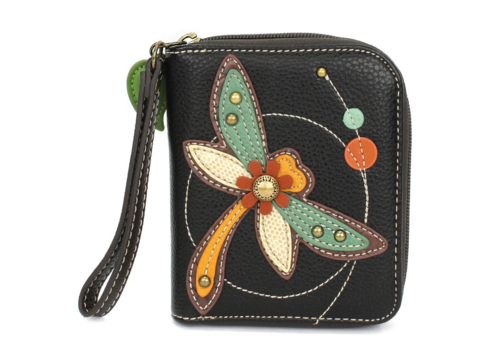  Chala Handbags Zip Around Wallet Dragonfly Black 
