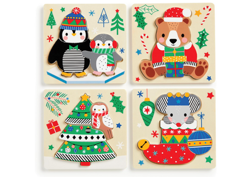  Christmas Set of 4 Wood Puzzles 