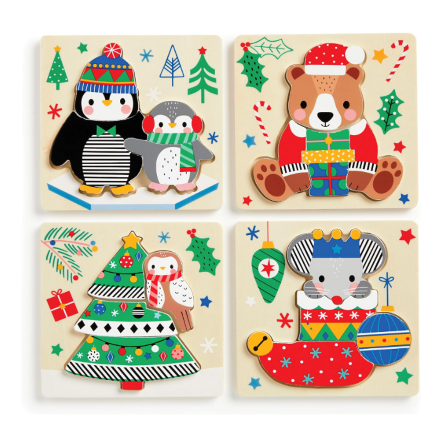 Christmas Set of 4 Wood Puzzles