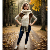 Cozy Plaid Scarf with Fringe