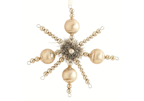  K & K Interiors Inc 7" Vintage Champagne Snowflake Ornament 