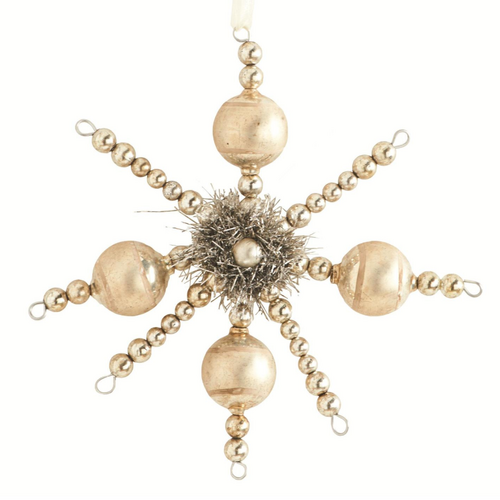  K & K Interiors Inc 7" Vintage Champagne Snowflake Ornament 