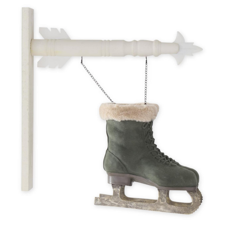 Green Velvet Ice Skates with Fake Fur Trim Arrow Replacement