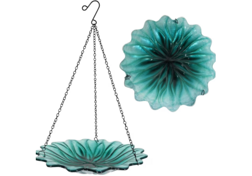  Bradley Caldwell, Inc Ecocycle Dahlia Hanging Bird Bath/Feeder Turquoise 