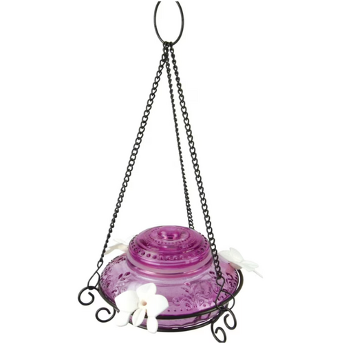  Bradley Caldwell, Inc Antique Glass Top Hummingbird Feeder in Feeder Basket 