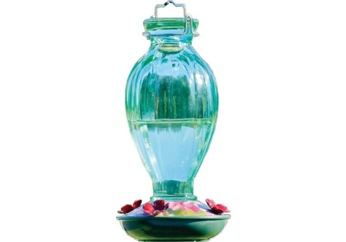  Bradley Caldwell, Inc Fluted Glass Hummingbird Feeder with Bronze Base 