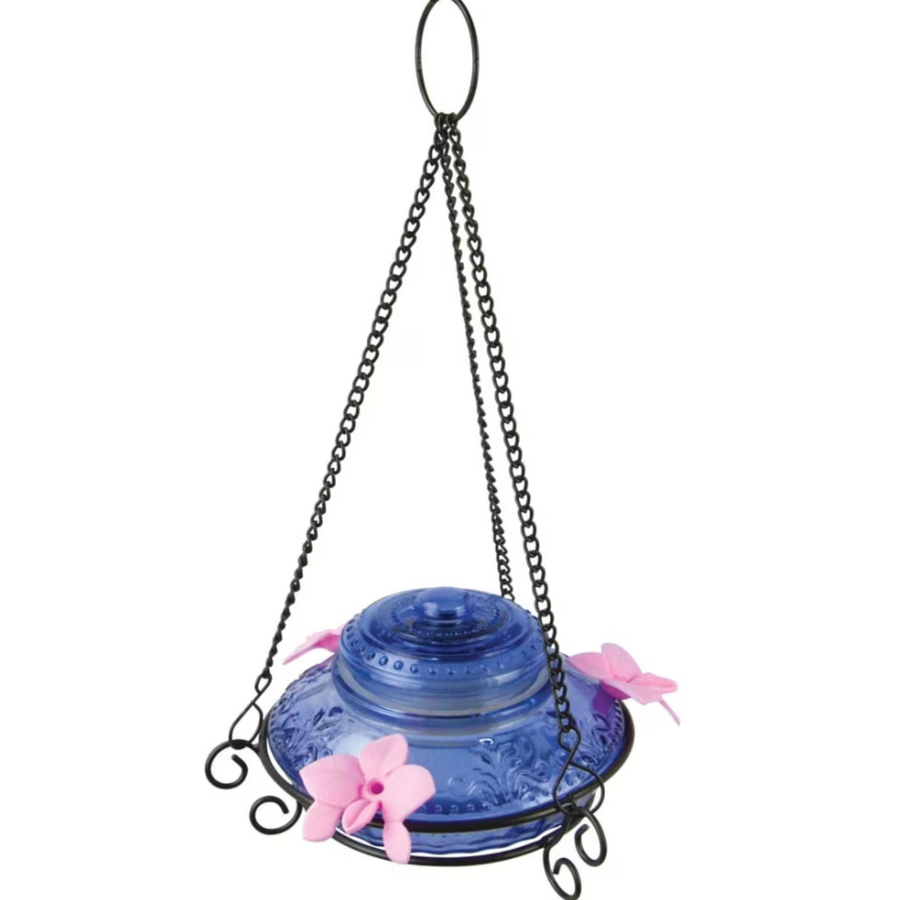 Illuminated Antique Glass Top Hummingbird Feeder