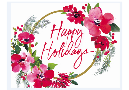  Happy Holidays Christmas Floral Boxed Cards 