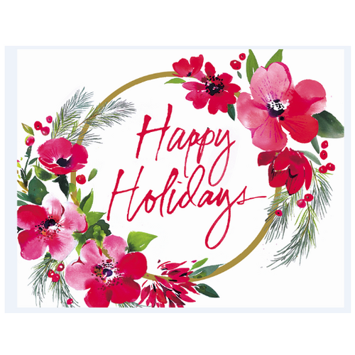  Happy Holidays Christmas Floral Boxed Cards 