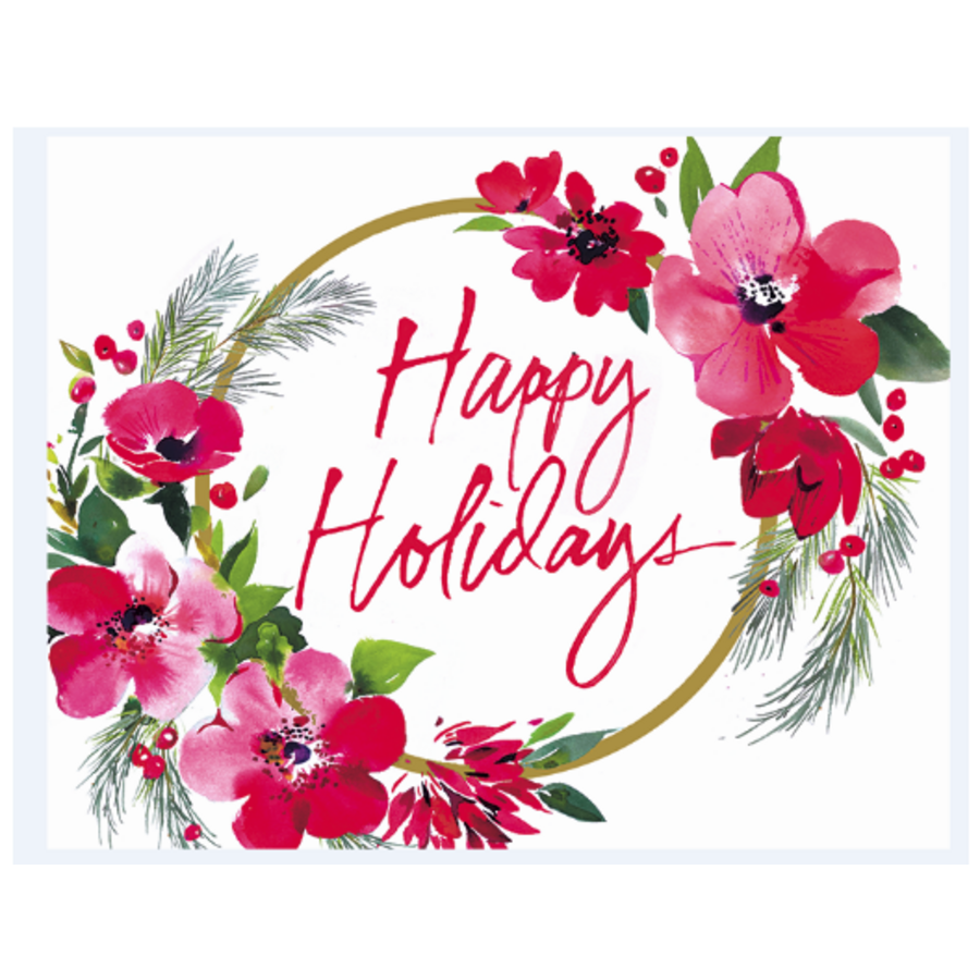 Happy Holidays Christmas Floral Boxed Cards