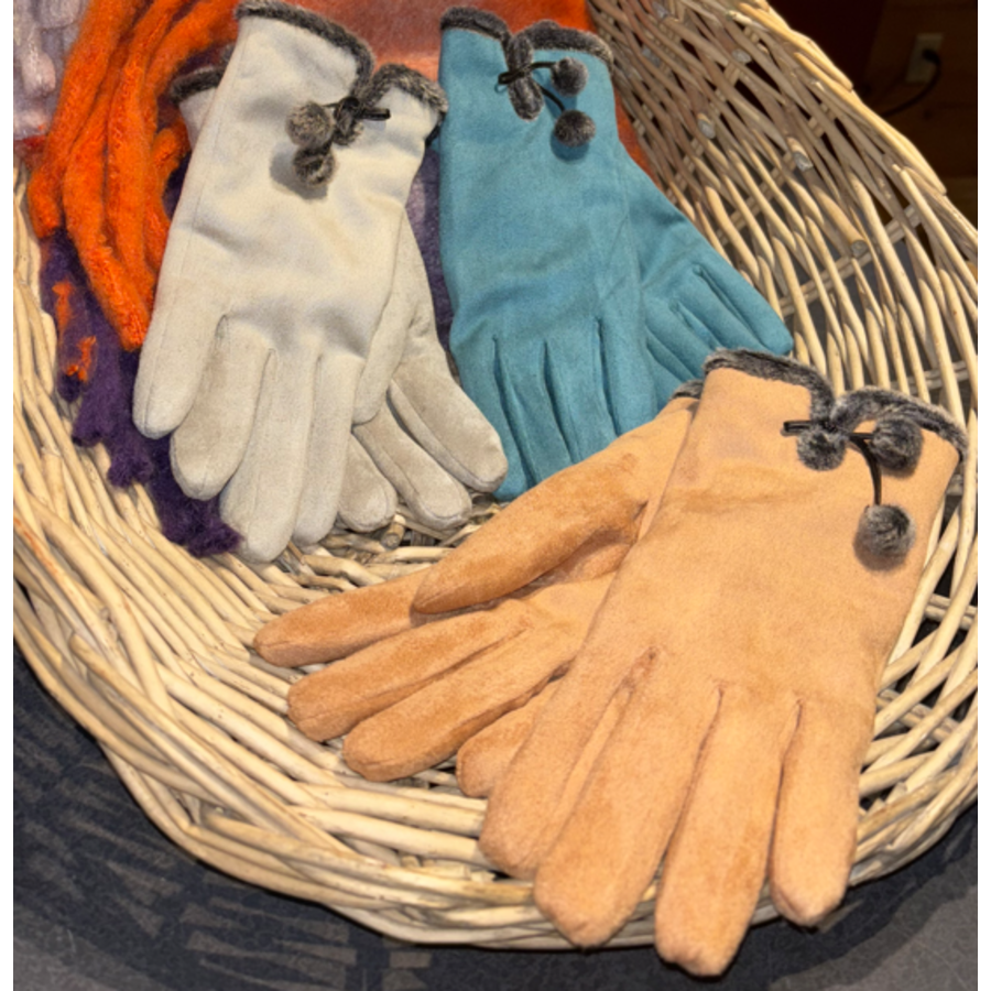 Microsuede Gloves with Braid