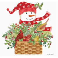 Flour Sack Towel Snowman Basket