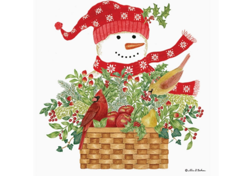  Alice's Cottage Flour Sack Towel Snowman Basket 