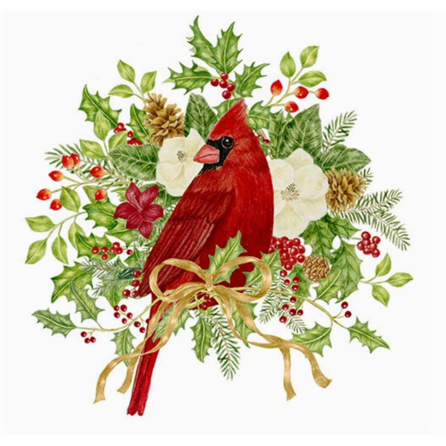 Flour Sack Towel Winter Cardinal