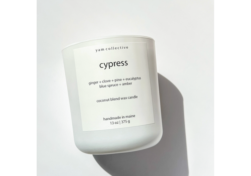  yam collective Matte White Candle CYPRESS 