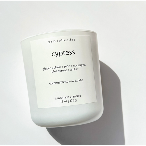  yam collective Matte White Candle CYPRESS 