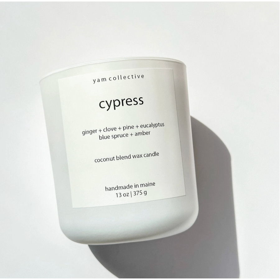 Matte White Candle CYPRESS