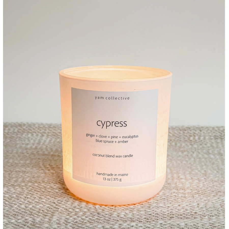 Matte White Candle CYPRESS