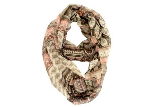  Joy Accessories Mocha Patch Infinity Scarf 