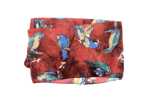  Joy Accessories Red with Birds Infinity Scarf 