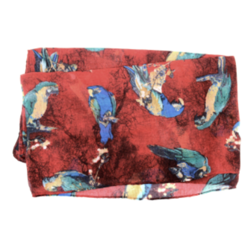  Joy Accessories Red with Birds Infinity Scarf 
