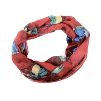 Red with Birds Infinity Scarf