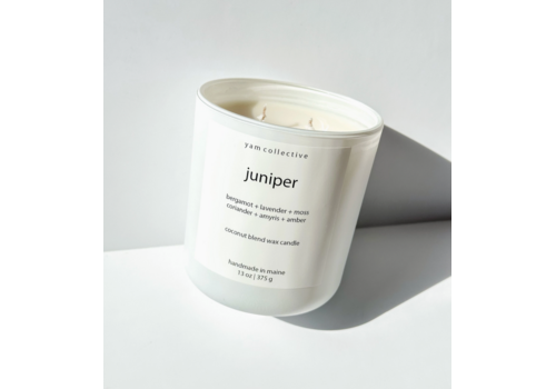  yam collective Matte White Candle JUNIPER 