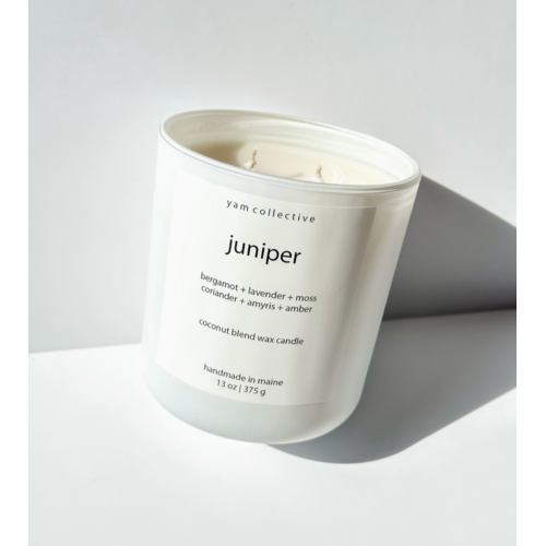  yam collective Matte White Candle JUNIPER 