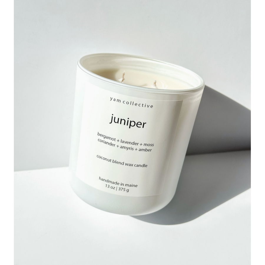 Matte White Candle JUNIPER
