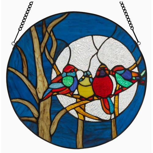  River of Goods 16"H Astrid Blue Birds in the Night Sky Window Panel 