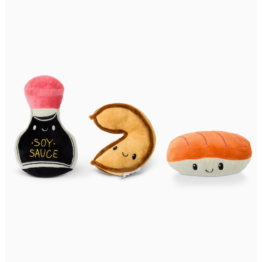 3pc Asian Cuisine Pet Plush Squeaker Toys