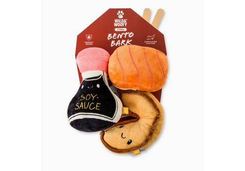  Core Home 3pc Asian Cuisine Pet Plush Squeaker Toys 