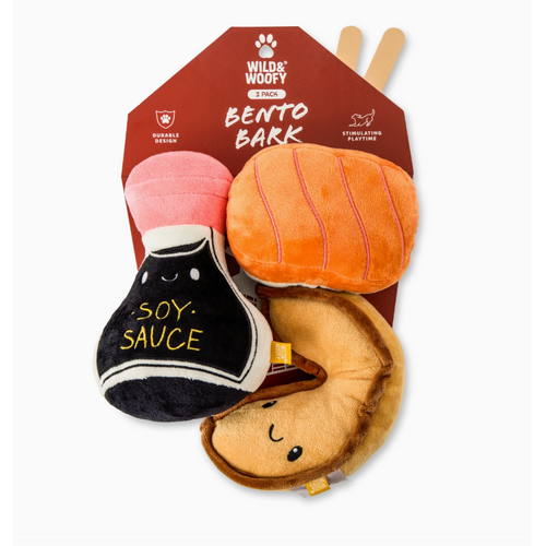  Core Home 3pc Asian Cuisine Pet Plush Squeaker Toys 