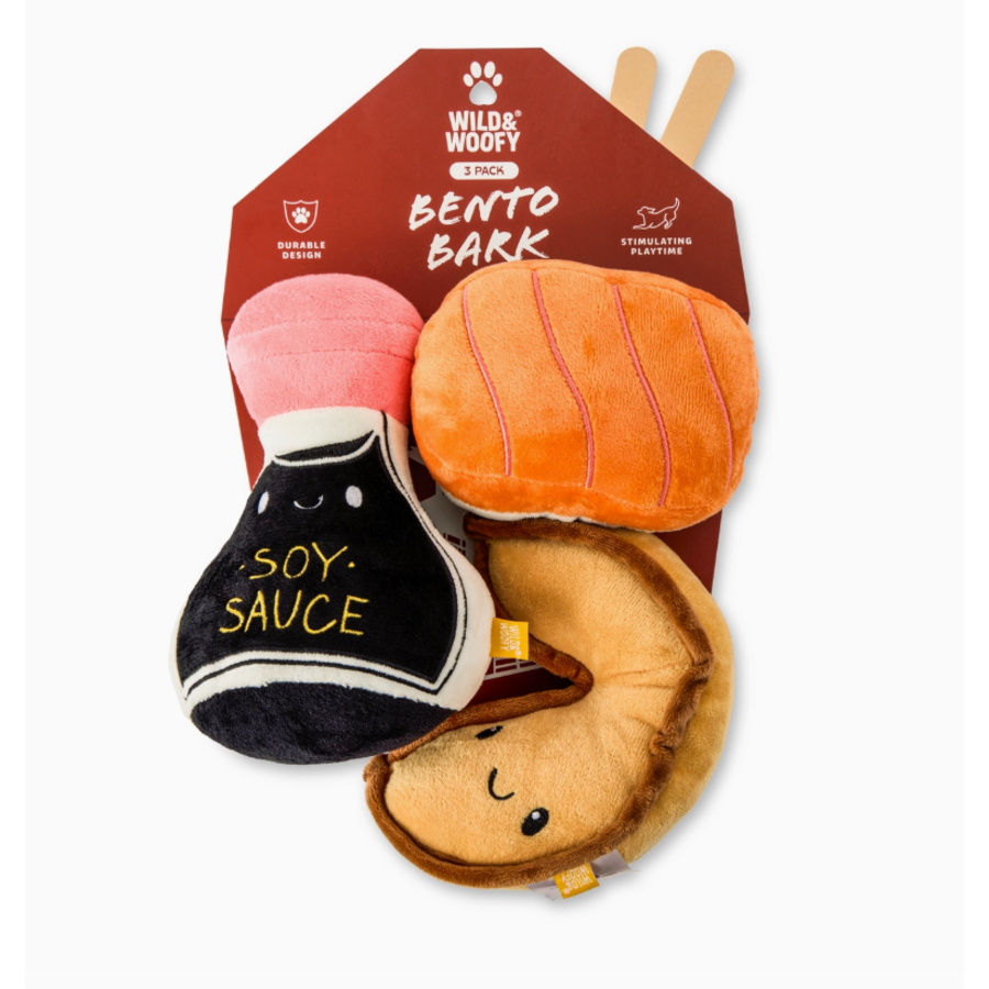 3pc Asian Cuisine Pet Plush Squeaker Toys