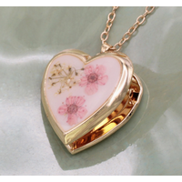 Floral Memories Pink Dried Flower Locket Necklace