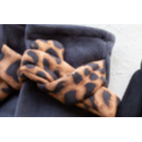 Microsuede Leopard Bow Twist Gloves