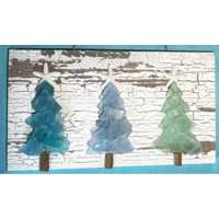 Shabby Plank Seaglass Three Mini Trees