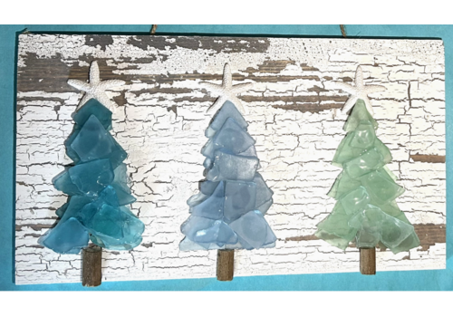  Salty Signs Designs Shabby Plank Seaglass Three Mini Trees 