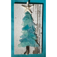 10" Shabby Plank Seaglass Tree Ocean Mix