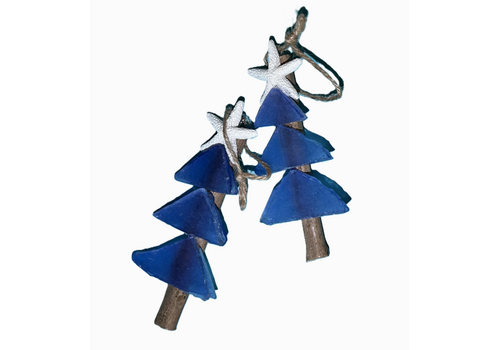  Salty Signs Designs Mini Seaglass Tree Ornament Cobalt Blue 
