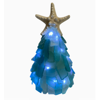 6" Seaglass Tree with Lights Teal