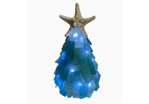  Salty Signs Designs 6" Seaglass Tree with Lights Teal 